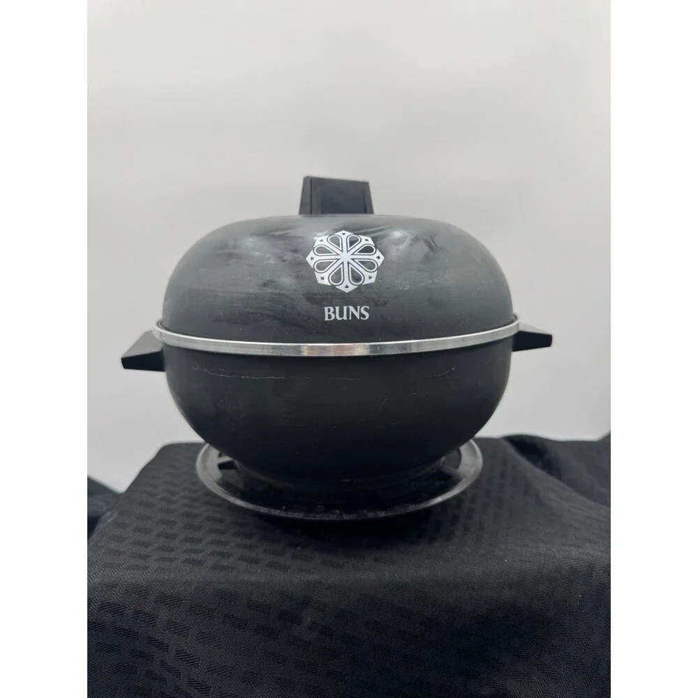Black Bun Warmer With Electric Base To Keep Warm